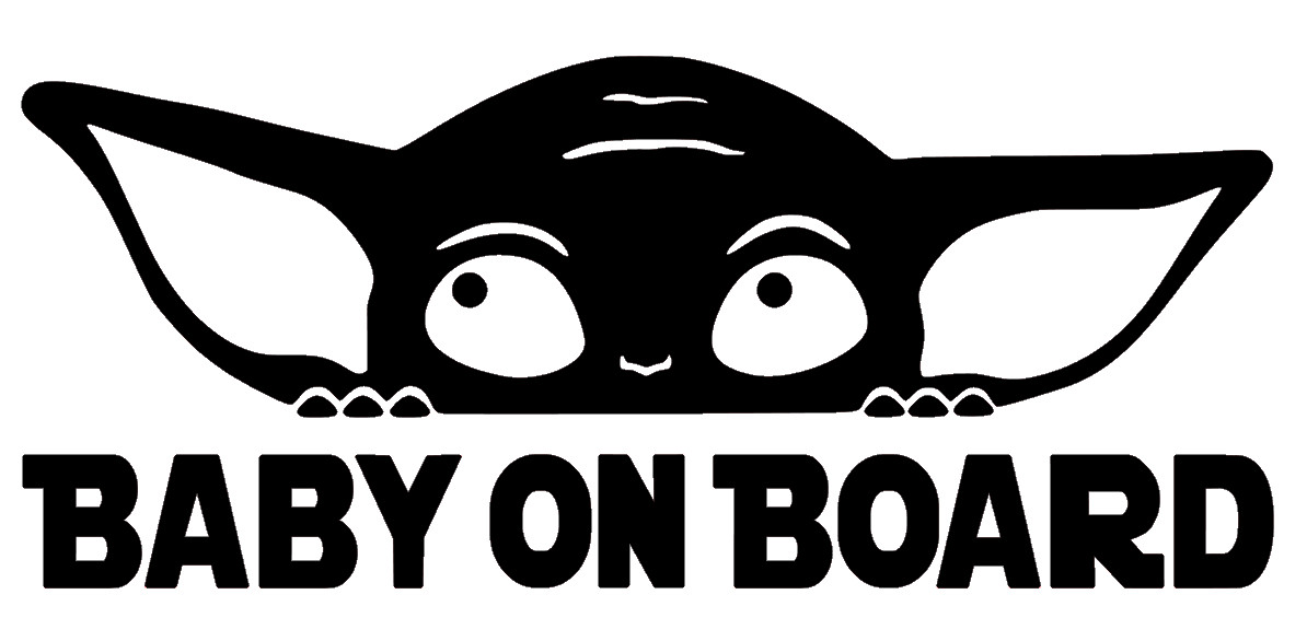 BABY YODA ON BOARD, GROGU, MANDALORIAN, STAR WARS, Decal Sticker for Car, Laptop
