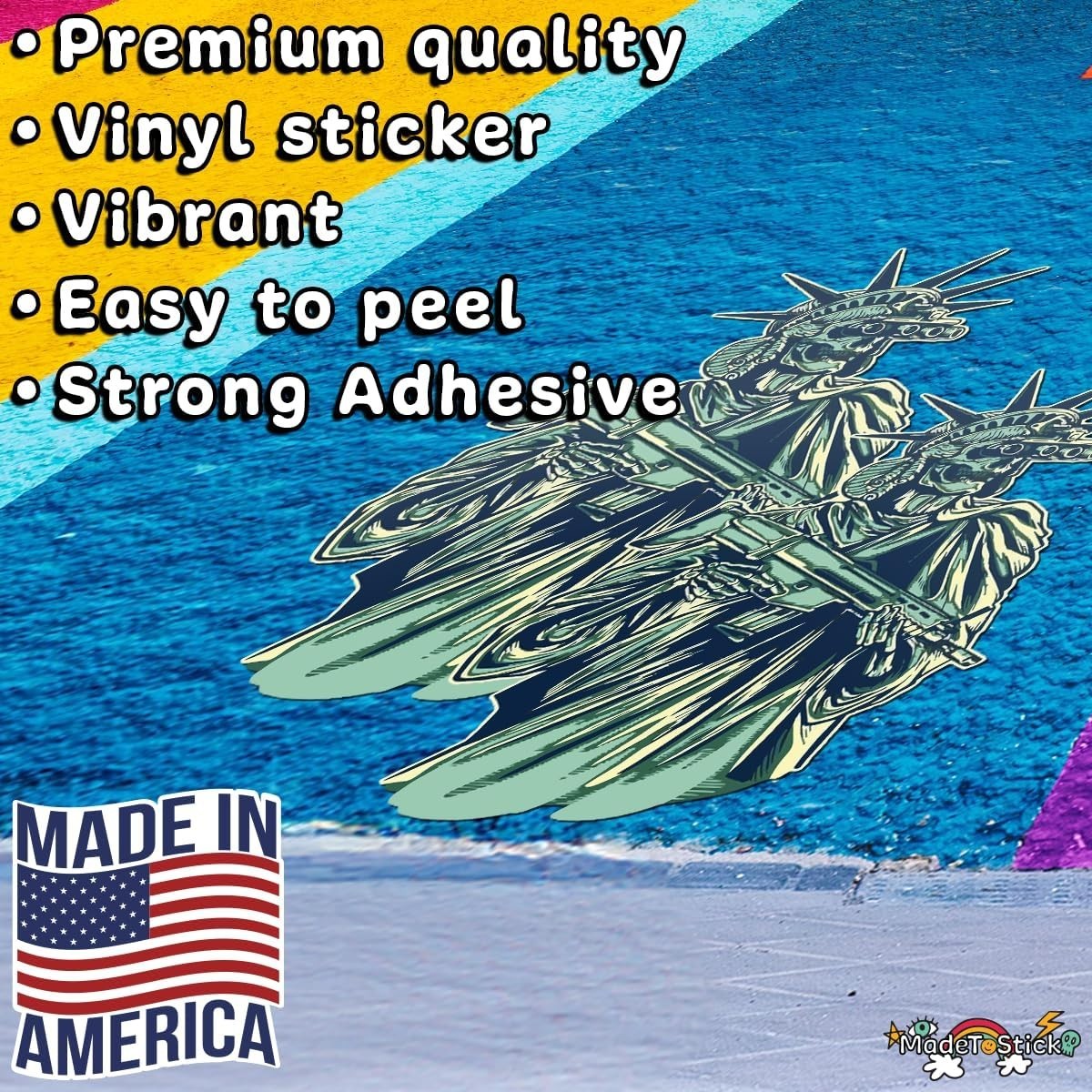 Statue of Liberty Skull Tactical Rifle Patriotic Military 2-Pack Decal 5.5"x5"