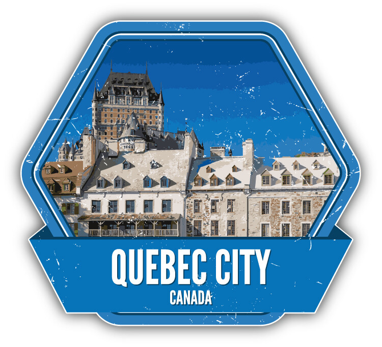 Quebec City Canada Grunge Vintage Travel Label Car Bumper Sticker Decal