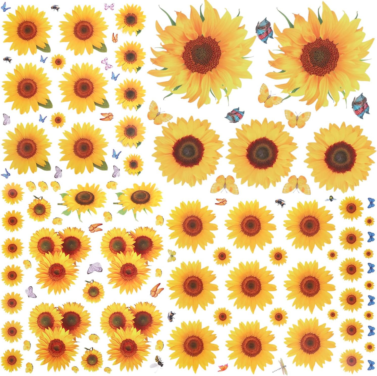 135 Pcs Sunflower Wall Stickers, Removable 3D Waterproof Decorative Decals | 4