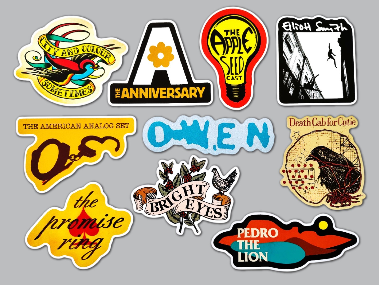 Emo Vinyl Sticker Pack (Qty 10) SET 4 death cab cutie bright eyes elliott smith