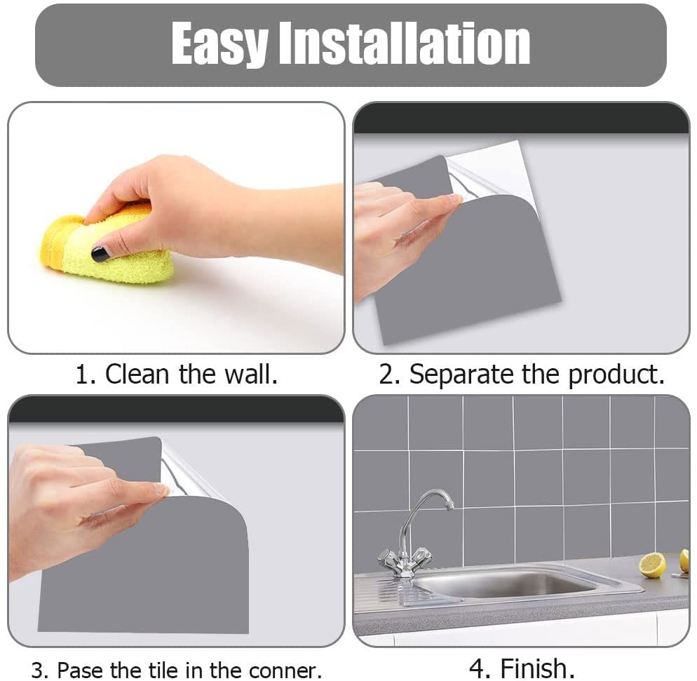 Wall Stickers Tile Stickers, Tezam 50PCS 6' X 6'Square X 6", Grey
