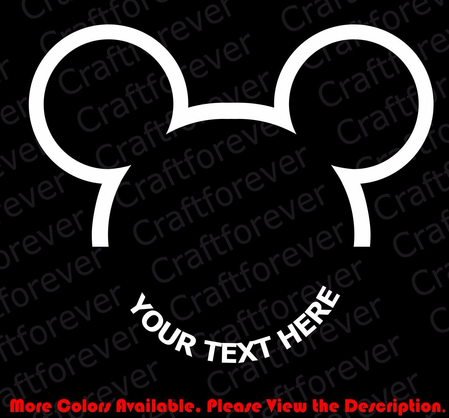 MOUSE Head FREE/YOUR/NAME/TEXT Car Window Vinyl Decal Fits Mickey Craft MK002