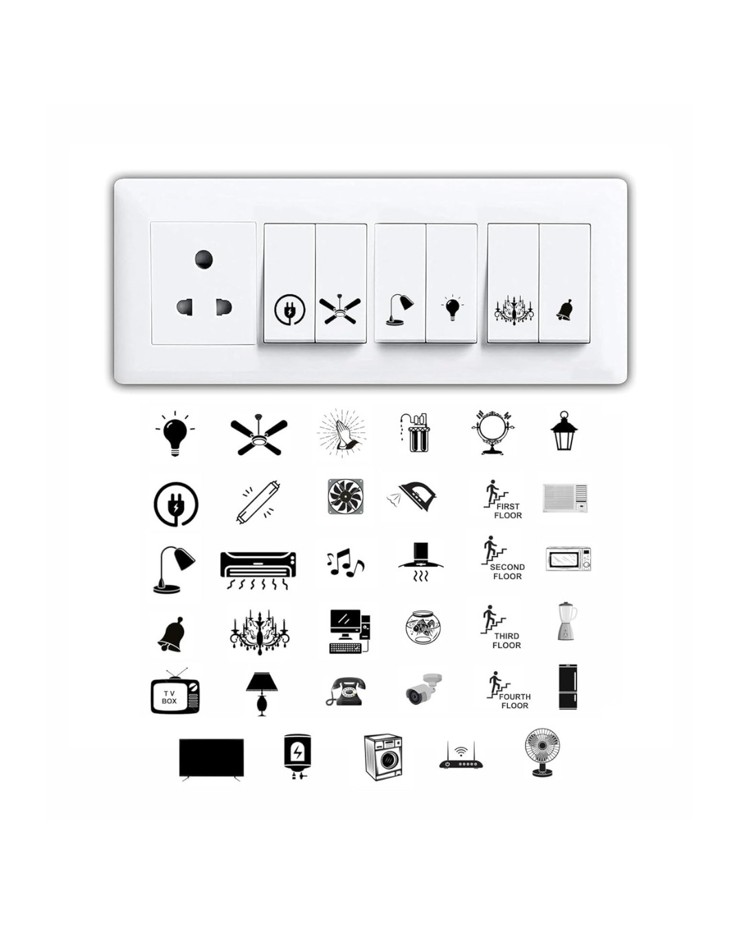 Transparent Black and White Switch Stickers for Switch Board A4 Sheets Vinyl Lab