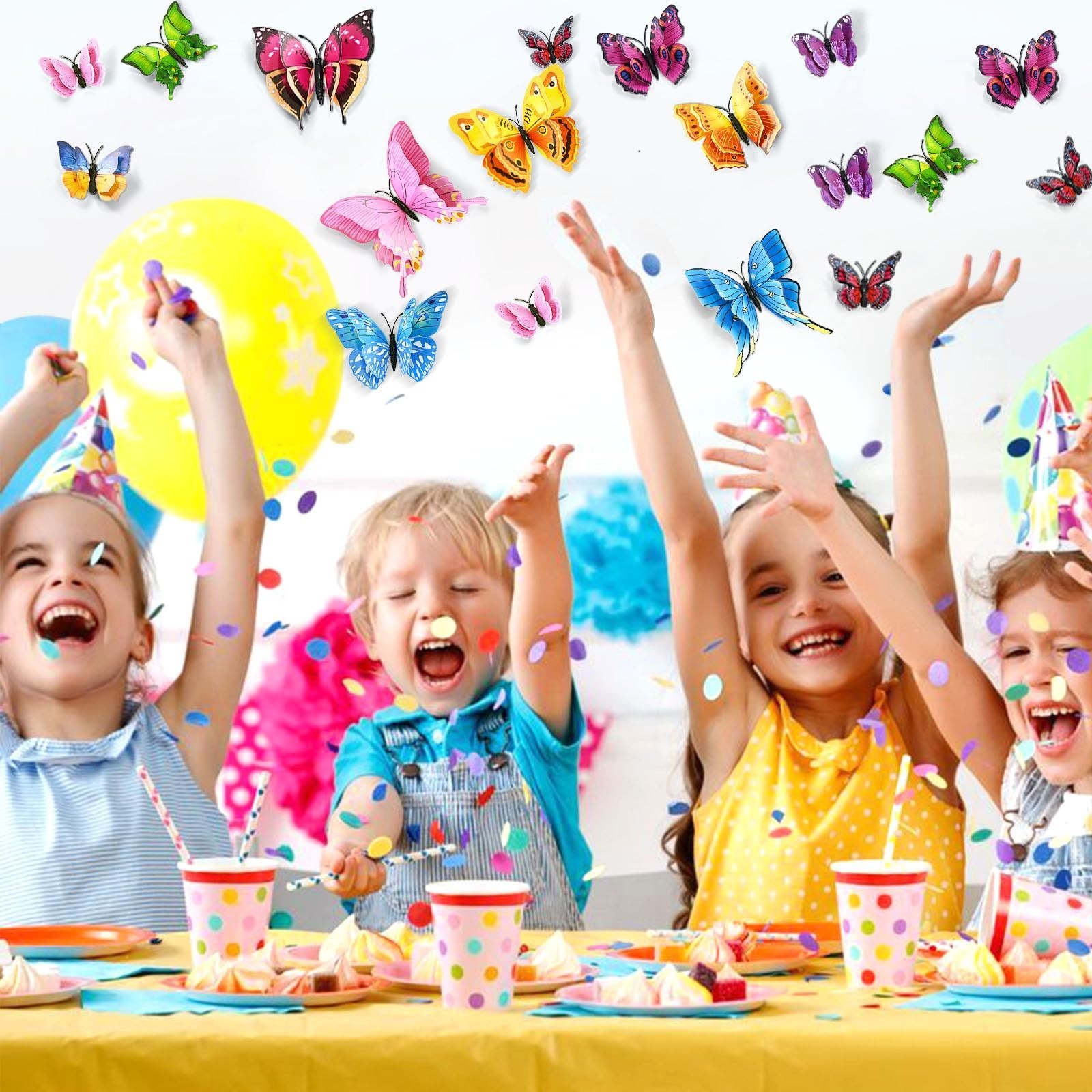3D Butterfly Wall Decor – 24 Pcs Double Layer Colorful Decorations for Parties,