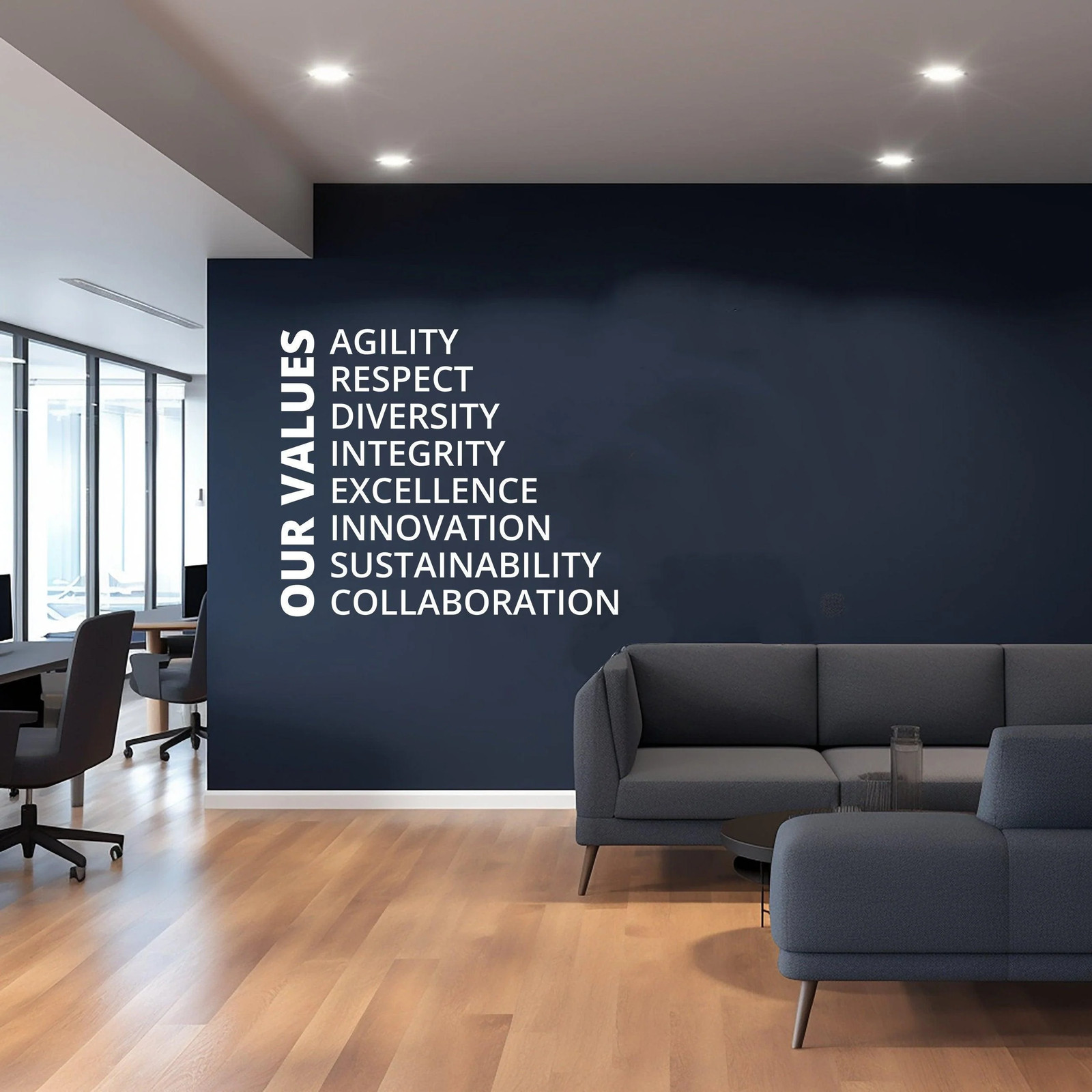 Our Values Office Wall Decal – Inspirational Conference Room Art Sticker –