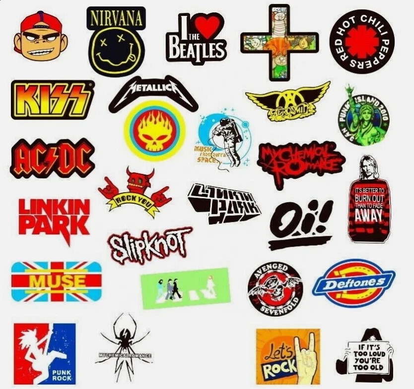 100PCS Rock Band Stickers Lot Punk Music Heavy Metal Bands Sticker Decal