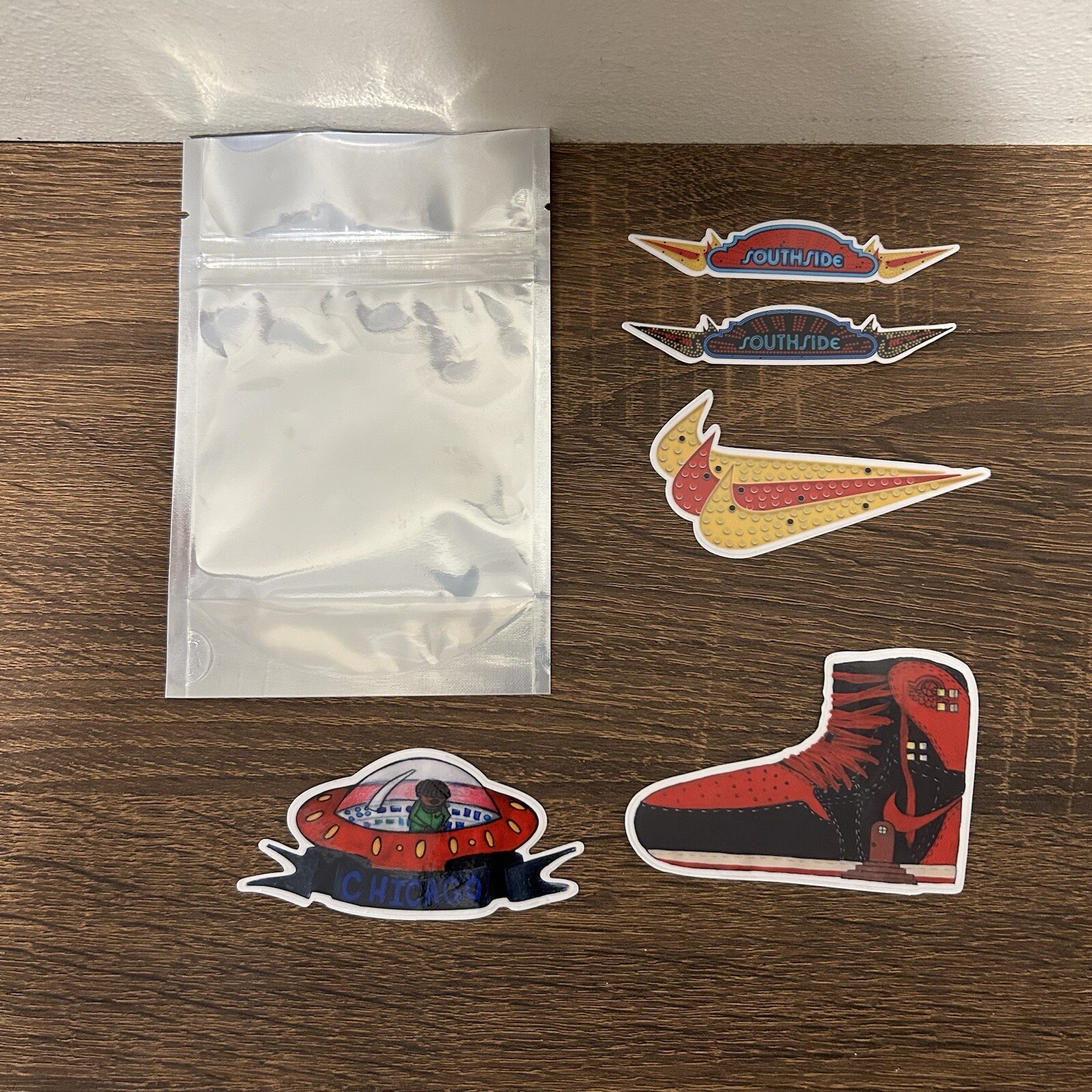 Nike Chicago Southside Stickers Decals Swoosh Jordan 1 Bred UFO Promo Streetwear