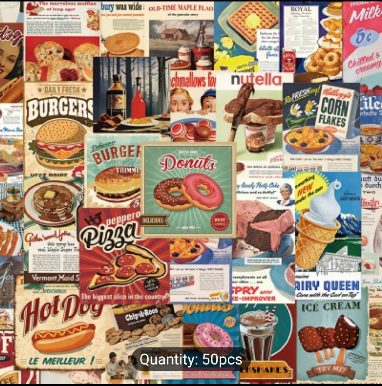 10 PCS Vintage Retro Antique Food Drinks Ads Posters Labels Stickers BRAND NEW