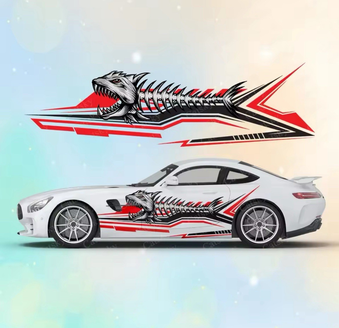 Set of 2 Skeleton Fish Bone Sticker Decal Car Window Boat Fishing – Both Sides