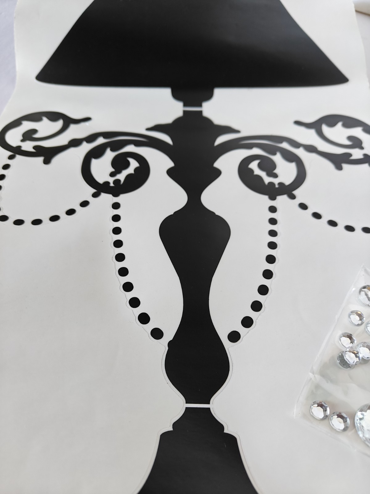 Peel And Stick Rhinestone Candelabra Wall Art Decal Decorative Graphic Bling