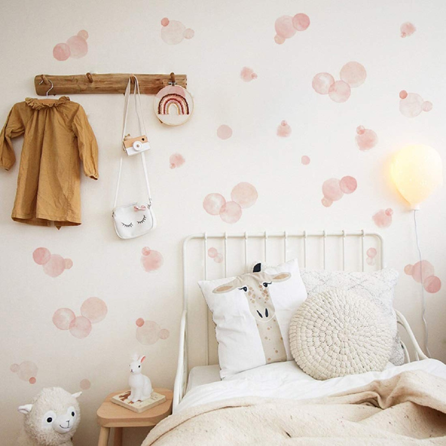 Watercolor Pink Polka Dots Wall Decals Peel and Stick Stickers Art Mural Deco…