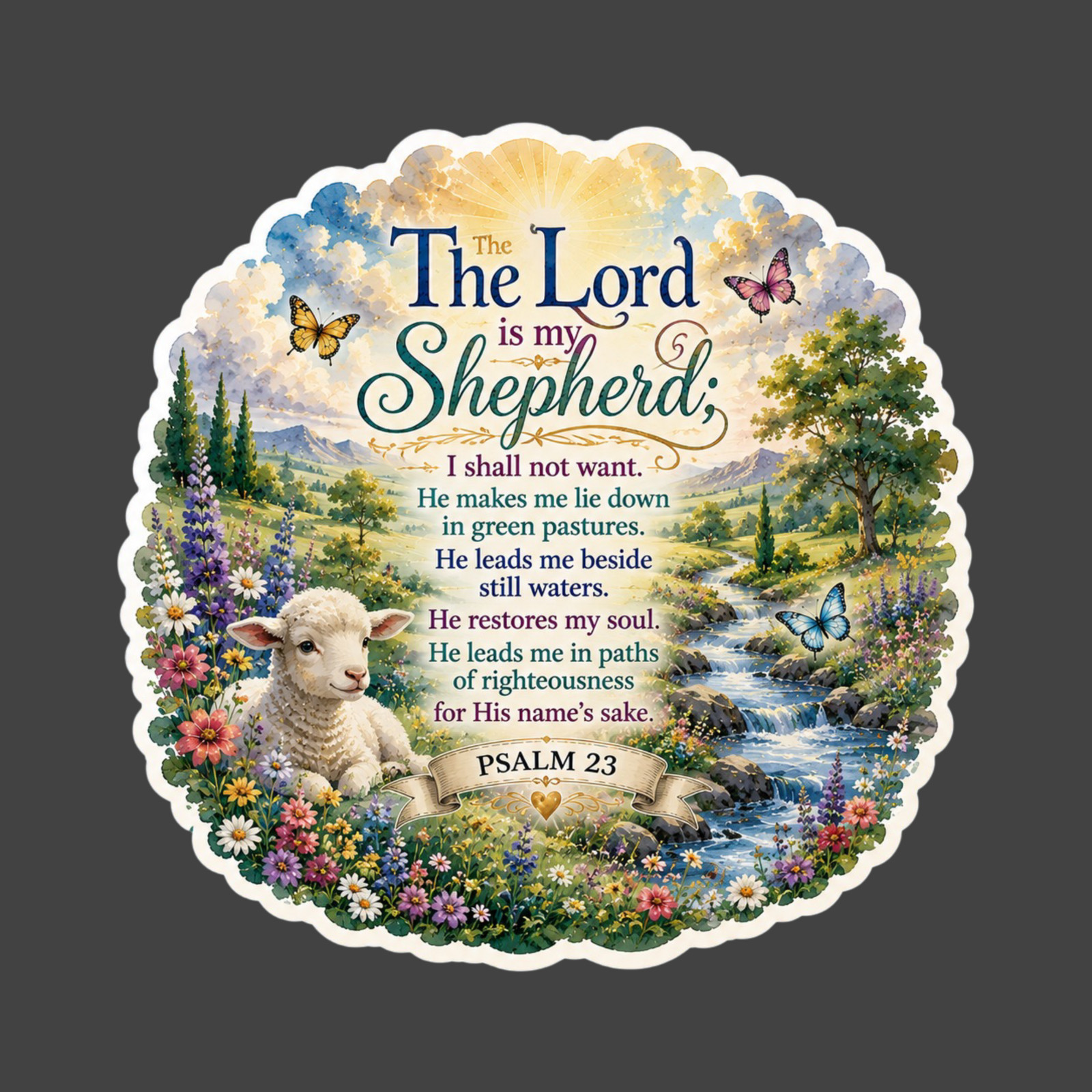 Christian Sticker Vinyl Decal Psalm 23 The Lord Is My Shepherd Lamb Faith