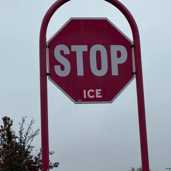 ICE Sticker That Happens to be the Same Shade of Red as a Stop Sign 3.5" x 7"