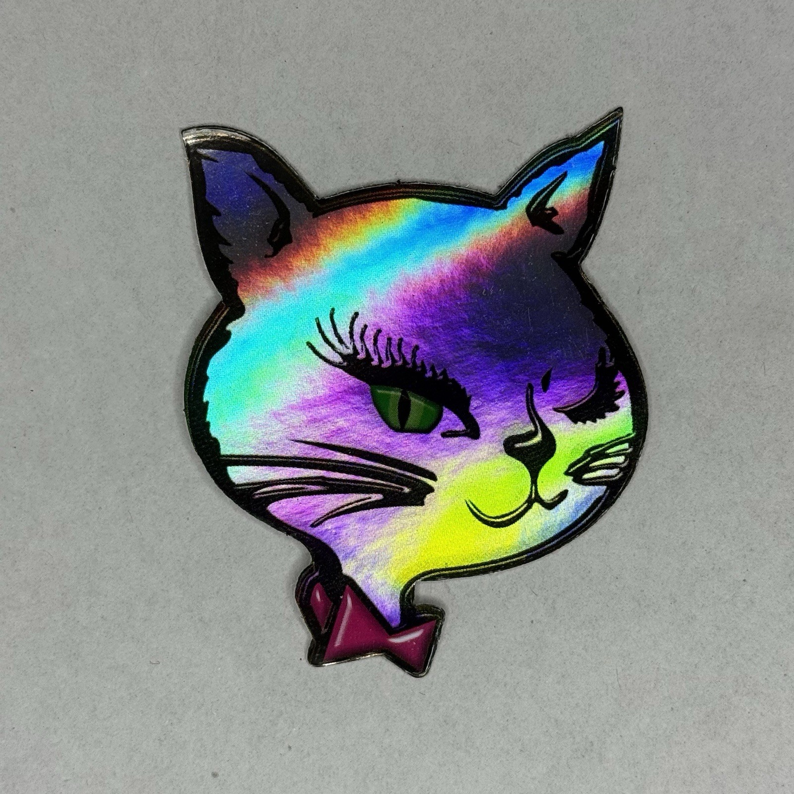 Vintage Winking Cat Vending Stickers 2001 Prism Foil Y2K