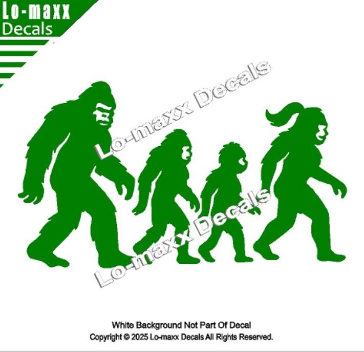 Bigfoot Sasquatch Family Vinyl Decal Die Cut Sticker for Car Truck SUV Window
