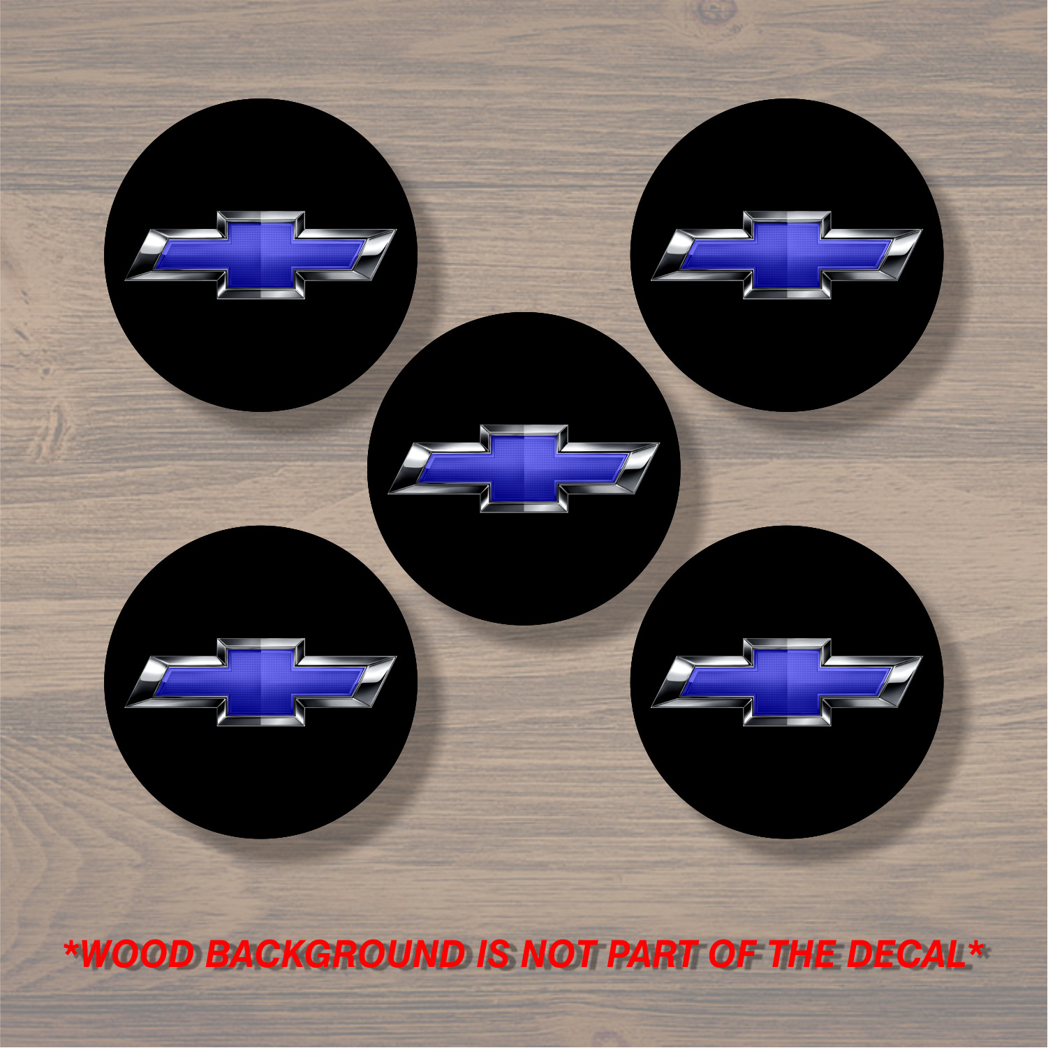 Chevrolet Chevy Bowtie Wheel Center Cap Overlay x5, Vinyl Decal Sticker