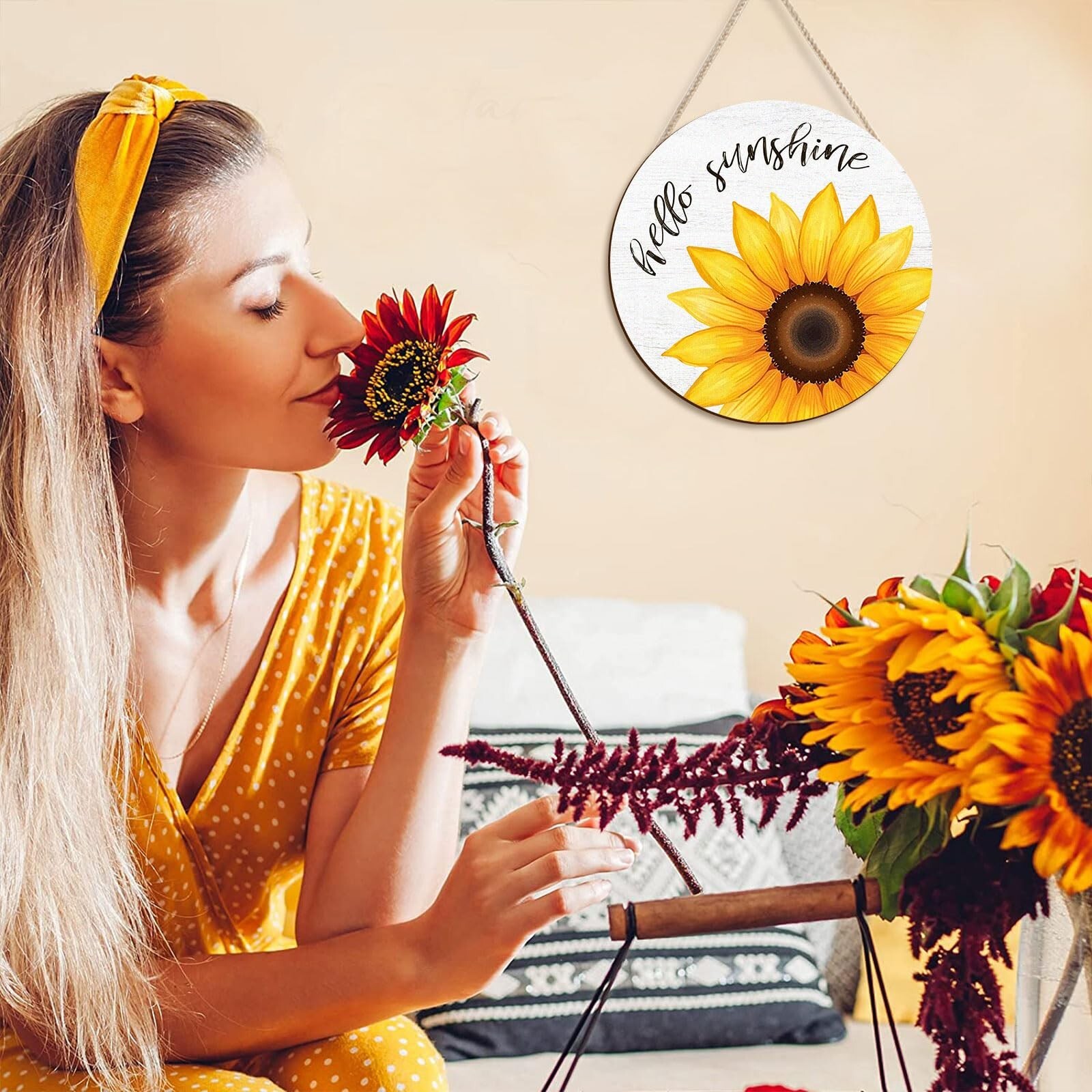 COLOR VALLEY ART Sunflower Wall Decor Wood Sunflower Wall Art Farmhouse Flowe…