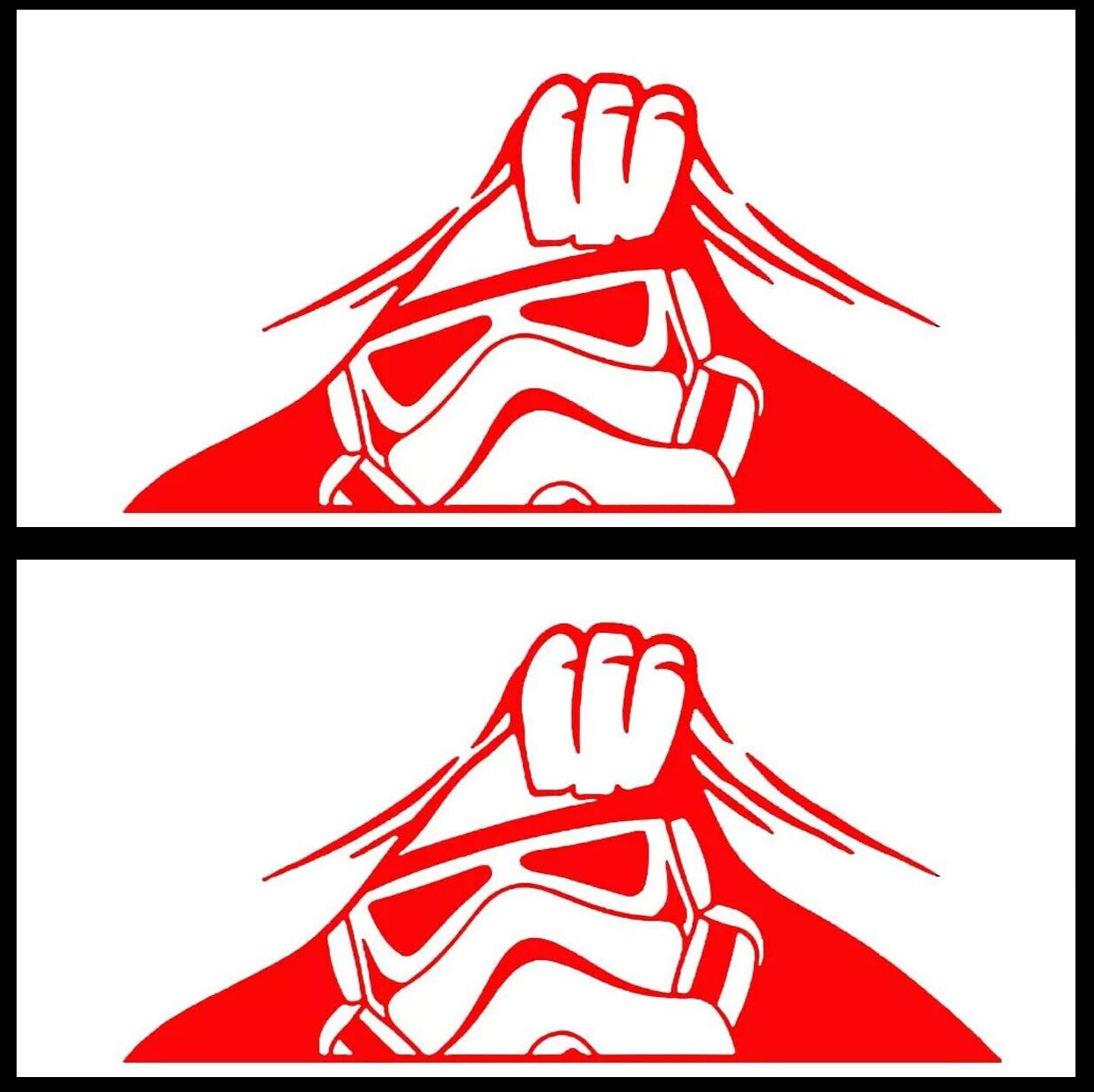 Stormtrooper Peeking Two Pack 7" Red Vinyl Decal Car Truck Window Bumper Mirror