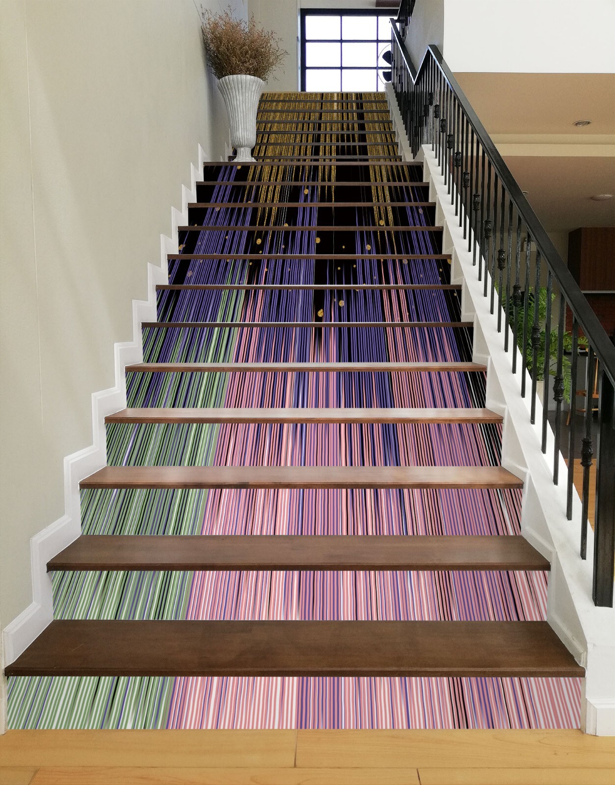 3D Purple Line 602 Stair Risers Decoration Photo Mural Vinyl Decal Wallpaper