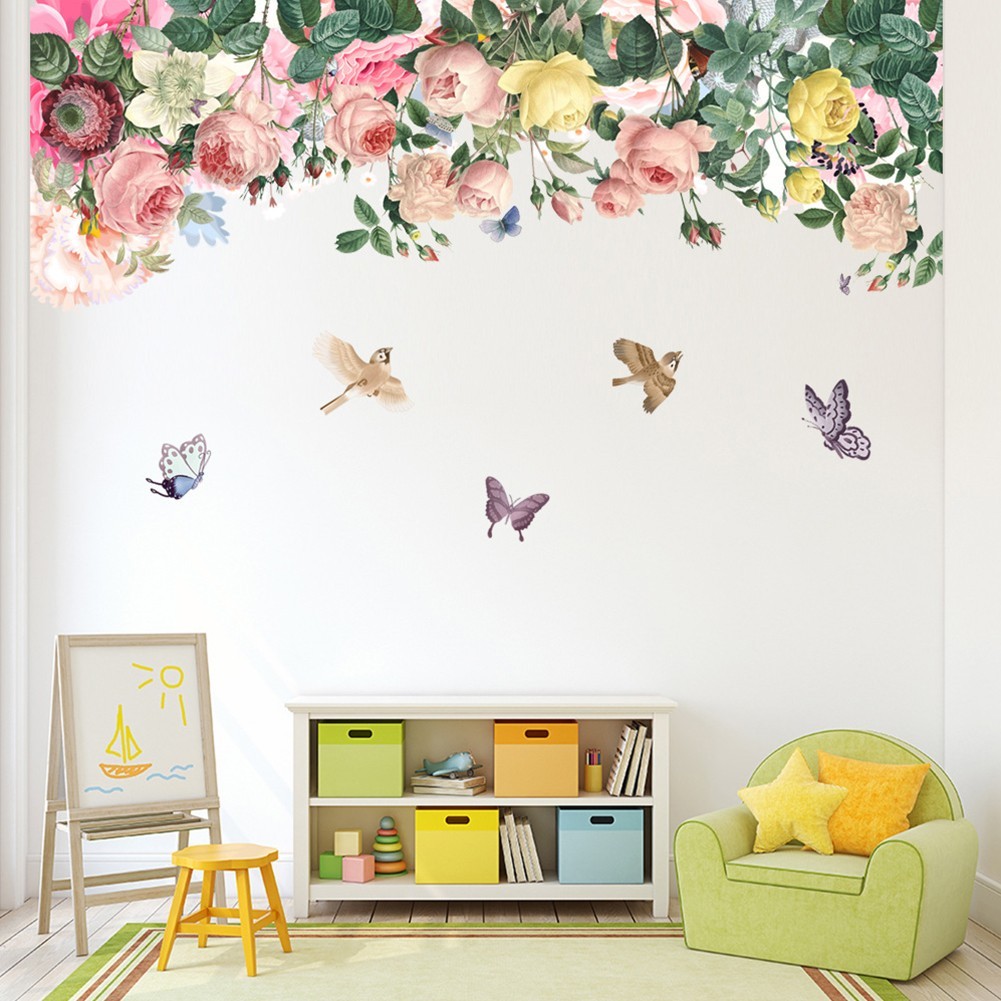1 Pcs Flower Cartoon Wall Art Stickers Removable Vinyl Decal Home Decoration
