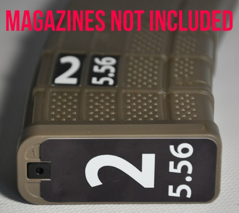 5.56 MAG STICKERS fits LANCER L5AWM 30 ROUND MAGS WHITE 1-6