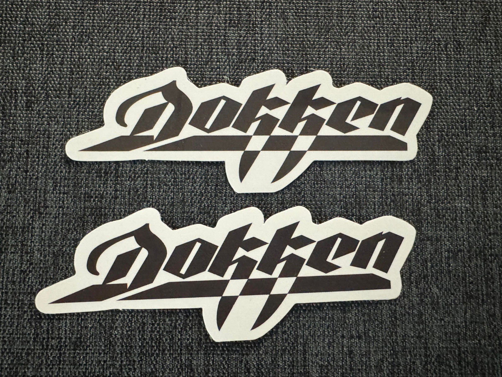 Lot (2) DOKKEN 1 1/8" x 3 1/4" Band Logo STICKERS Black FAST! FREE SHIP! Don