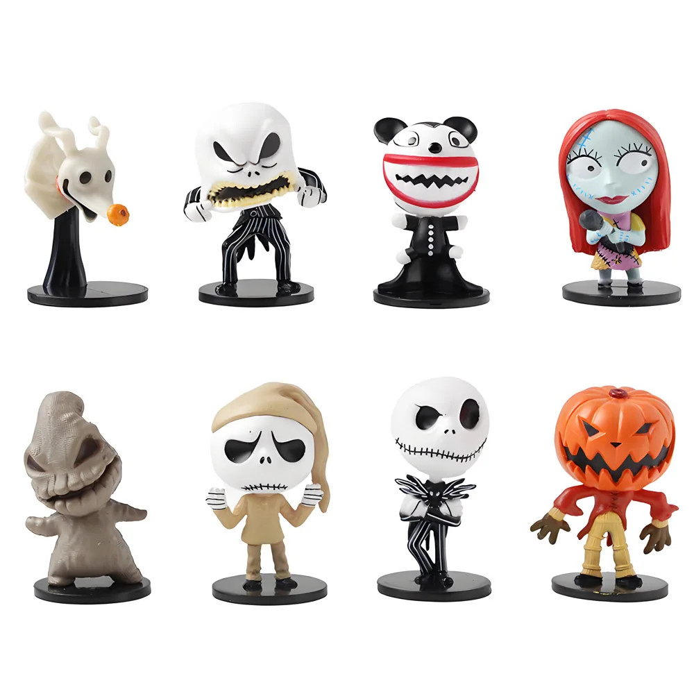 8pcs/set The Nightmare Sally Jack Skellington Christmas Action Figure Vinyl Figu