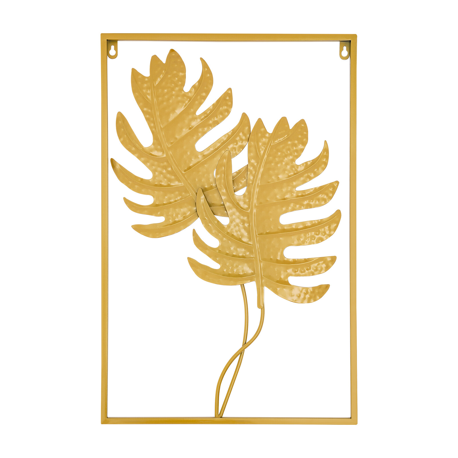 2PCS Wall Decorations Gold Iron Leaf Wall Hanging Home Decor with Frame Golden