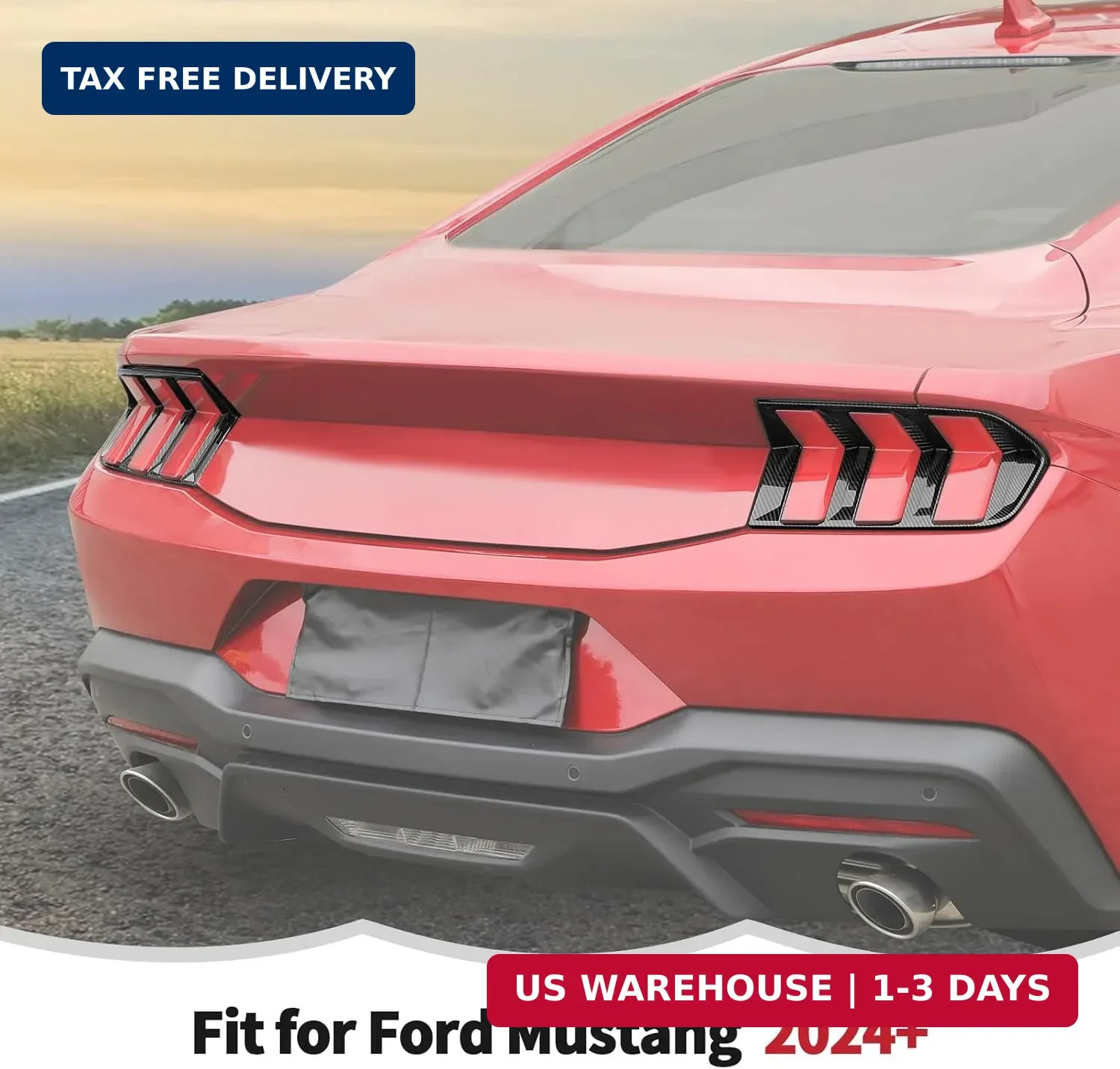 RT-TCZ Carbon Fiber Tail Light Cover for Ford Mustang 2024-2025 Lamp Trim