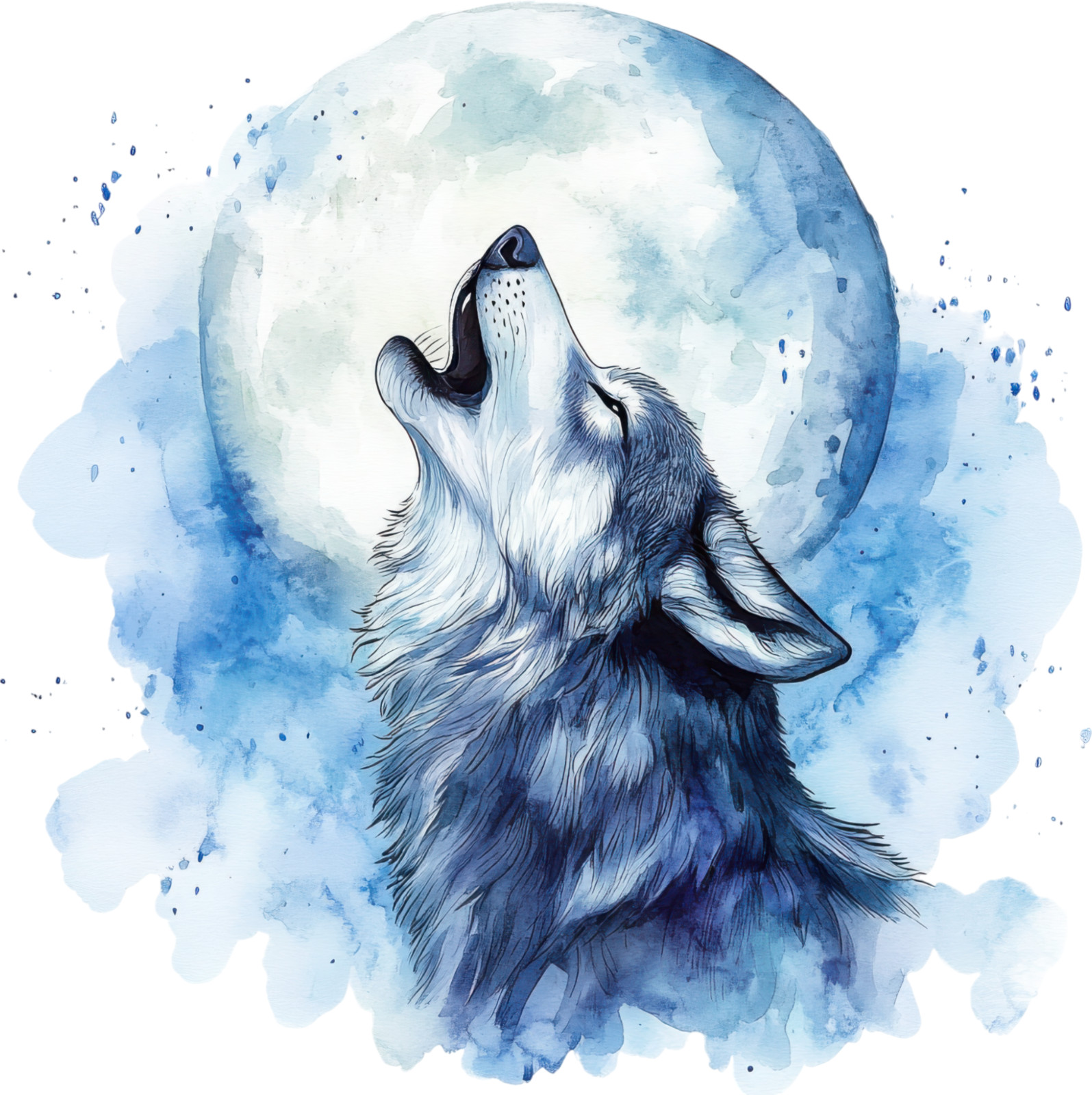 Wall decal sticker wolf watercolor wall sticker 18×18 cm large