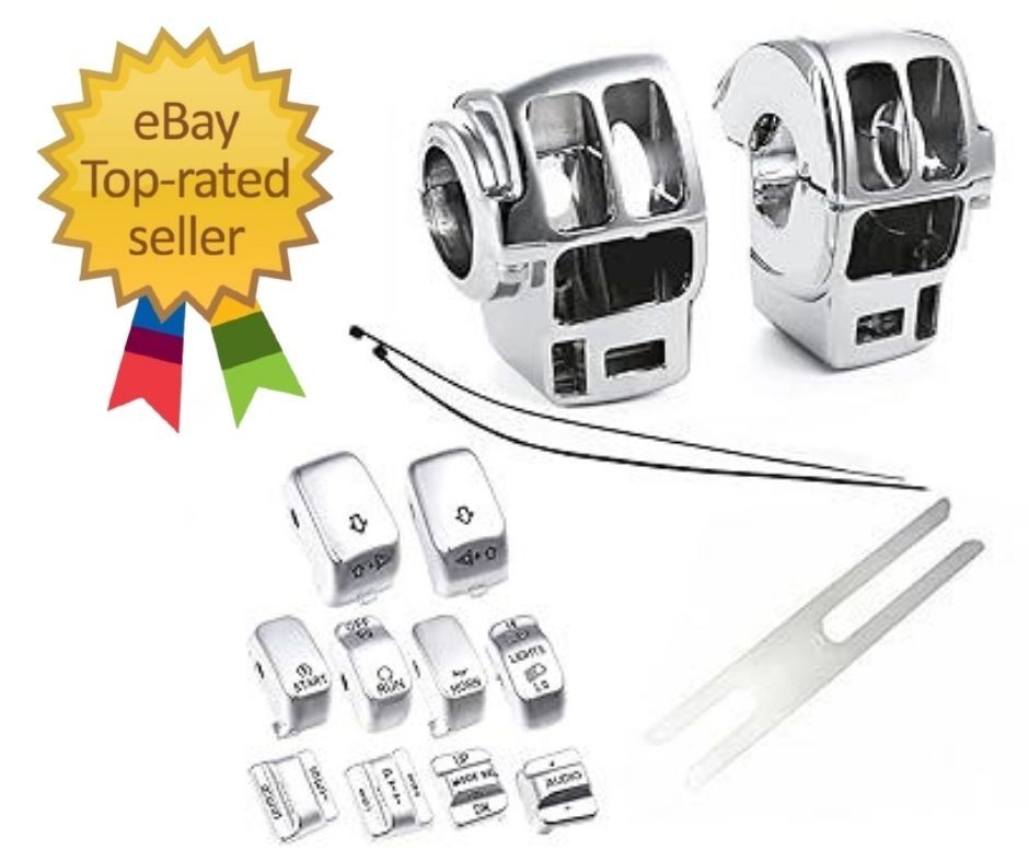 Chrome Switch Housings Caps Set Compatible with Harley Davidson Electra Glide Ro
