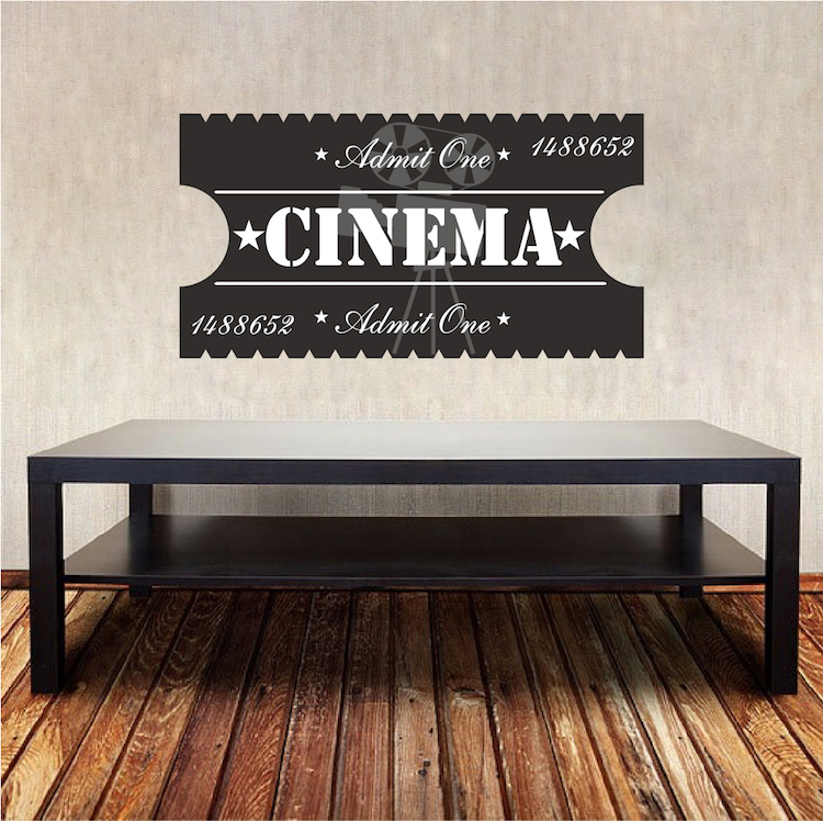 Cinema Ticket Wall Decal Mural Old Fashioned Tickets Movie Theatre Movies, c87