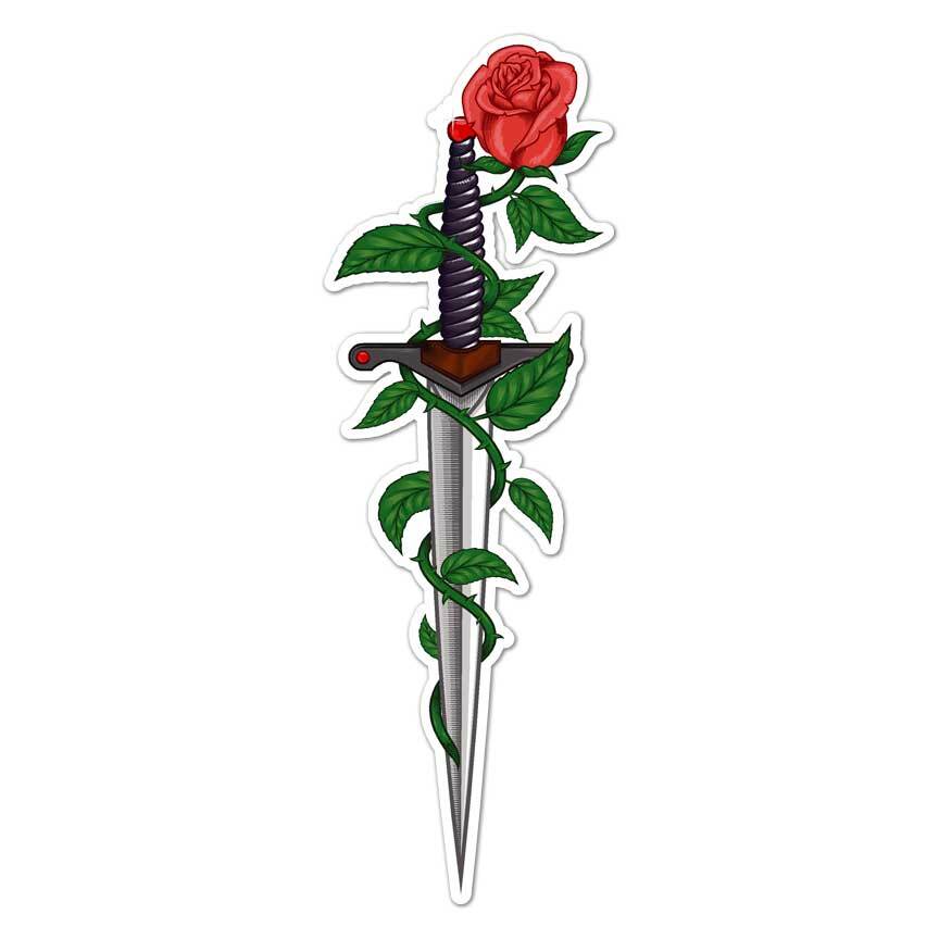 Rose Dagger, Vinyl Decal Sticker, Indoor Outdoor, 3 Sizes, #8137