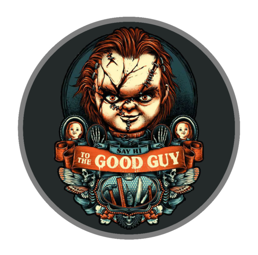 Halloween – Chucky The Good Guy – 4" Decal Car Truck Cooler Laptop Decor Bag Jar