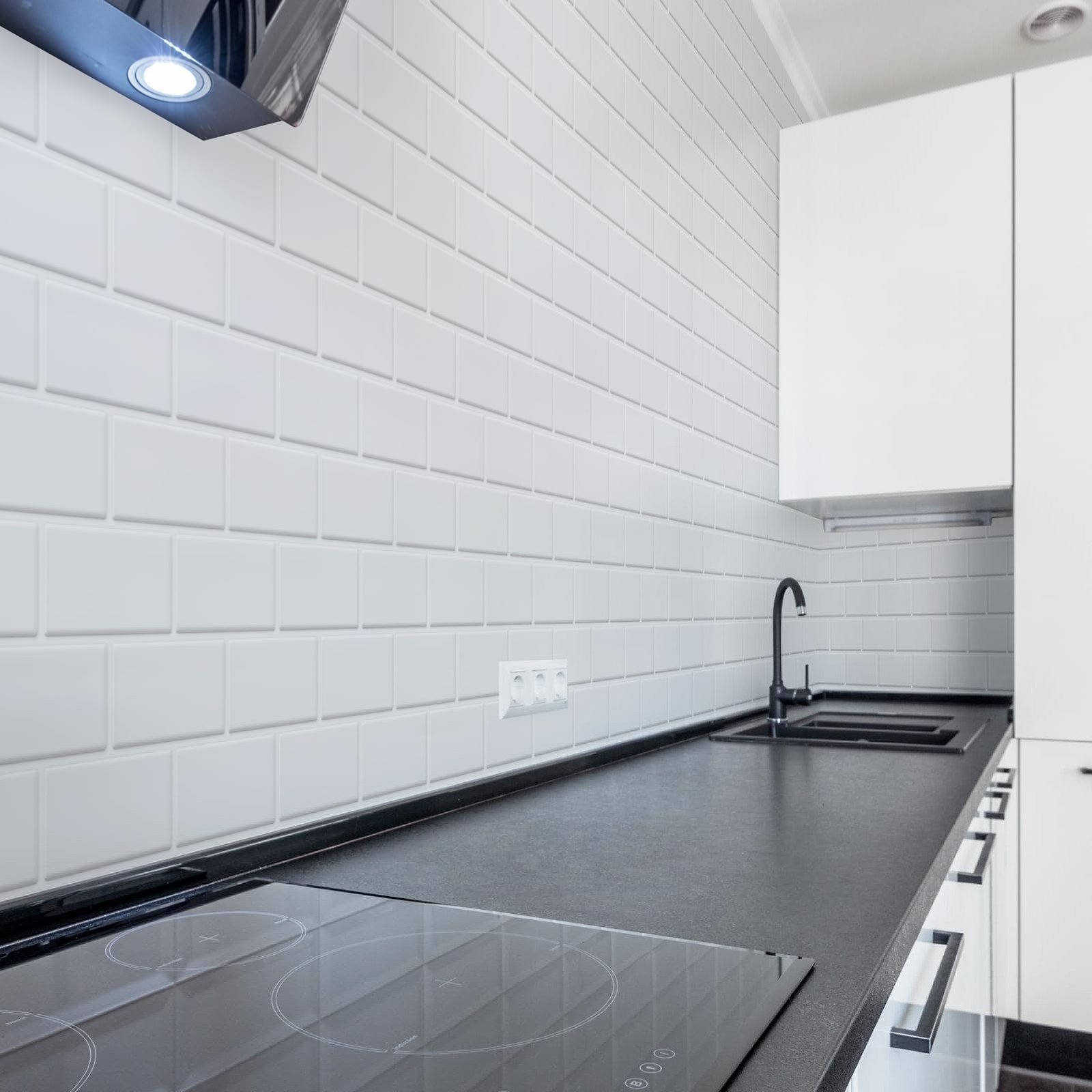 Bright White Peel and Stick Backsplash, Modern Vinyl, Self-Adhesive, Striped,…