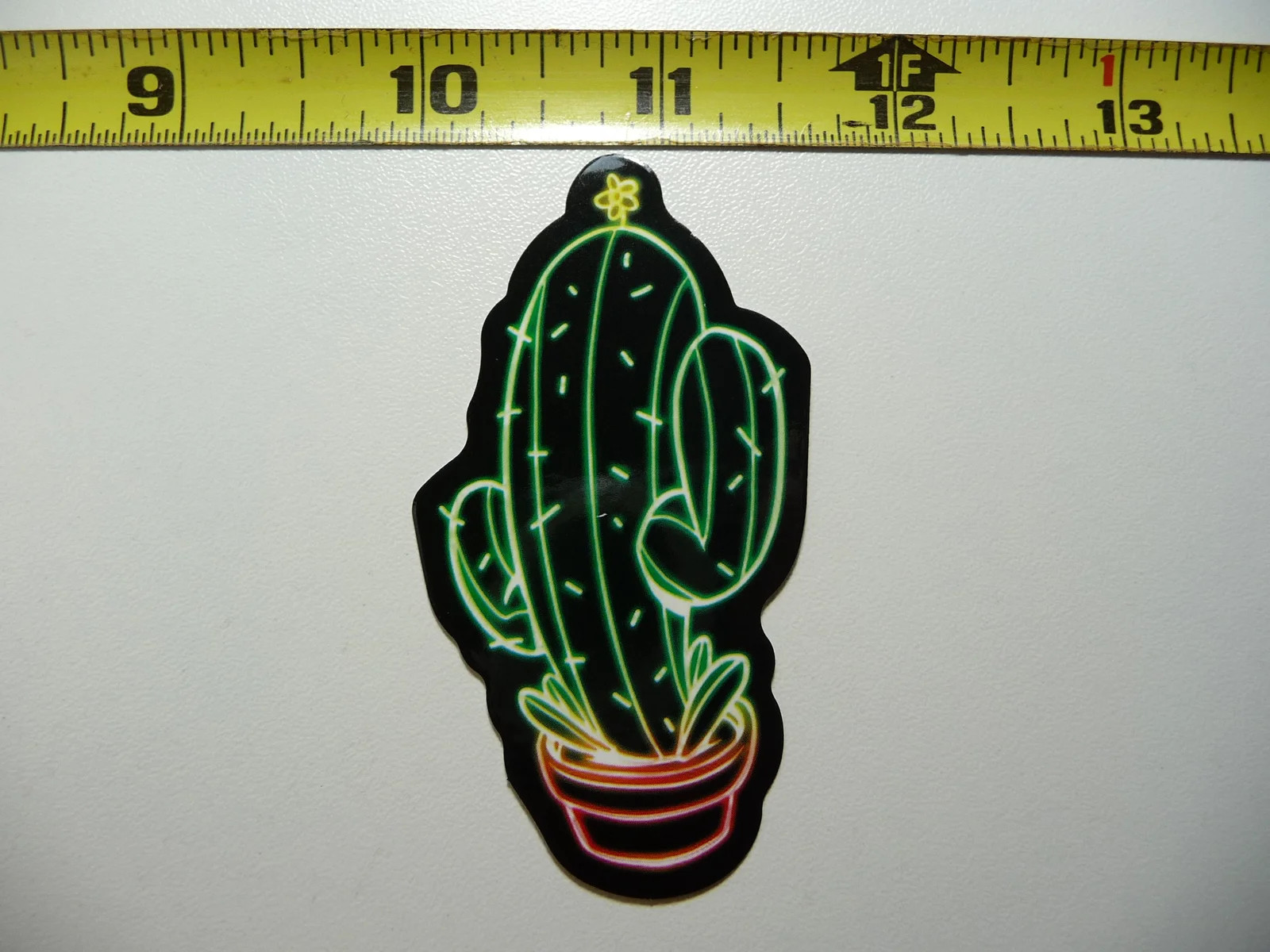 CACTUS WITH FLOWER NEON STYLE SMALL STICKER DECAL COLORFUL FUNNY CELEBRATION