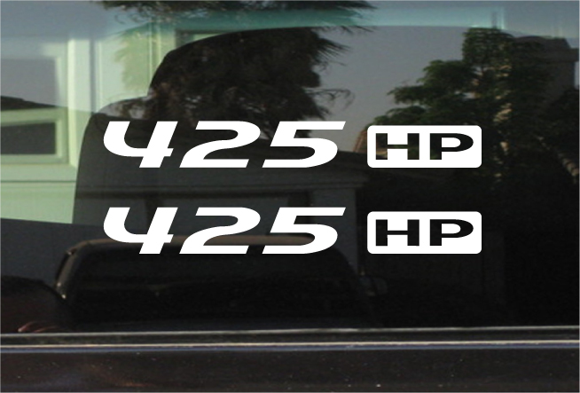 425 HP / HORSEPOWER VINYL DECAL / STICKER PAIR