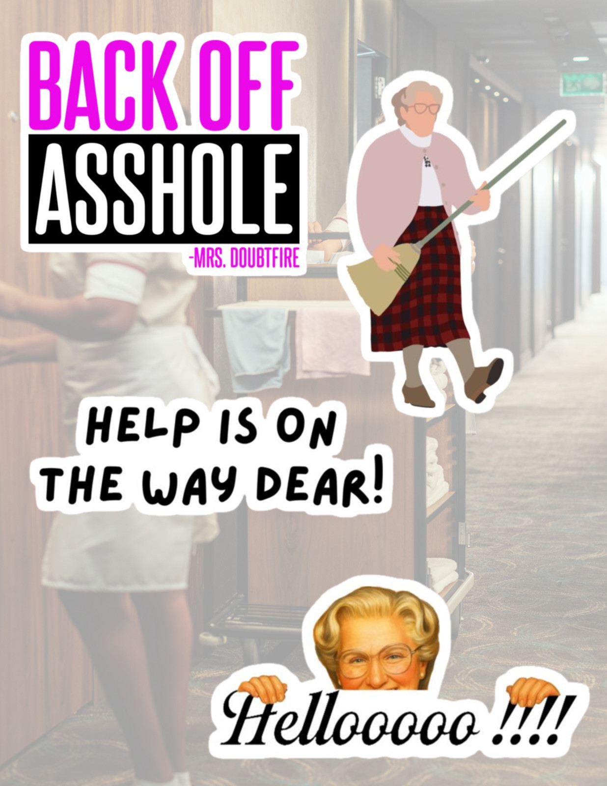 Mrs Doubtfire 90's Movies 4pc Sticker Pack