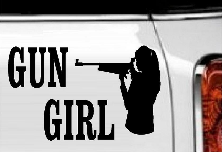 Gun Girl Vinyl Decal Home Décor 5" x 8"