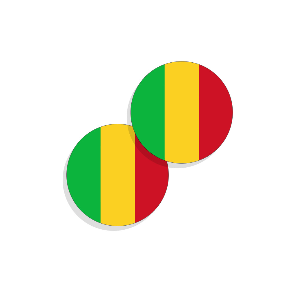 Mali Flag Stickers Flag Decals Vinyl Round Indoor Outdoor Circles Mali 4 pack