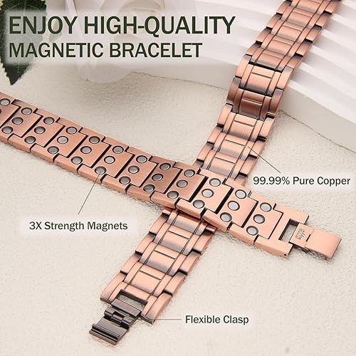 MagEnergy Copper Bracelet for Men 3X Magnetic Bracelets 99.99% Pure Copper Wrist