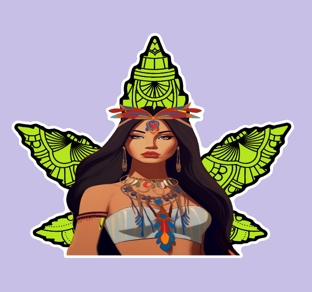 Green Tribal Pot Leaf Native Stoner Vinyl 420 Weed Sticker Marijuana UV Safe