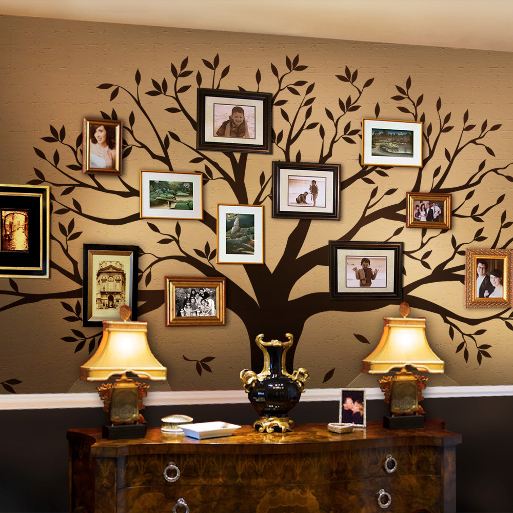 Family Tree Wall Decal – Tree Wall Decal for Picture Frames – Chestnut Brown