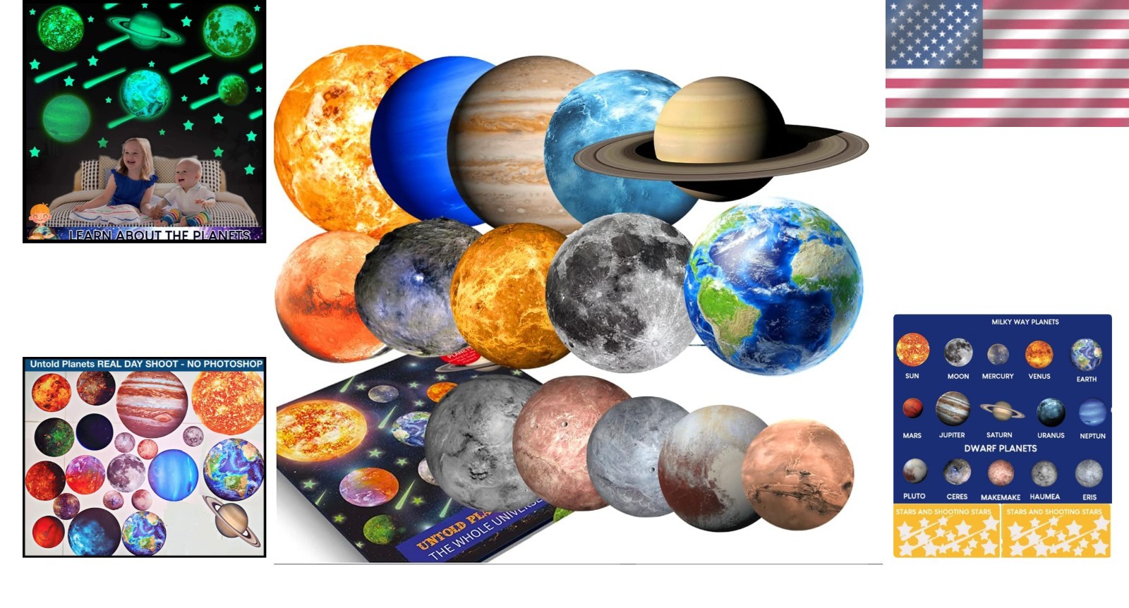Glowing Planets Wall Decor – Glow in the Dark Stars for Kids