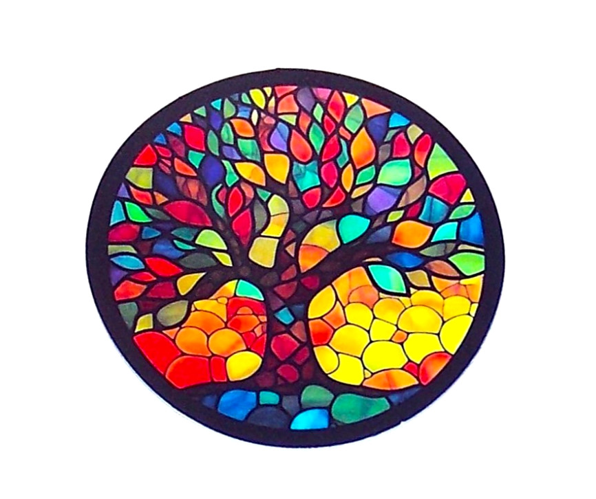 STAINED GLASS – Die Cut Sticker Decal Stained Glass Tree of Life
