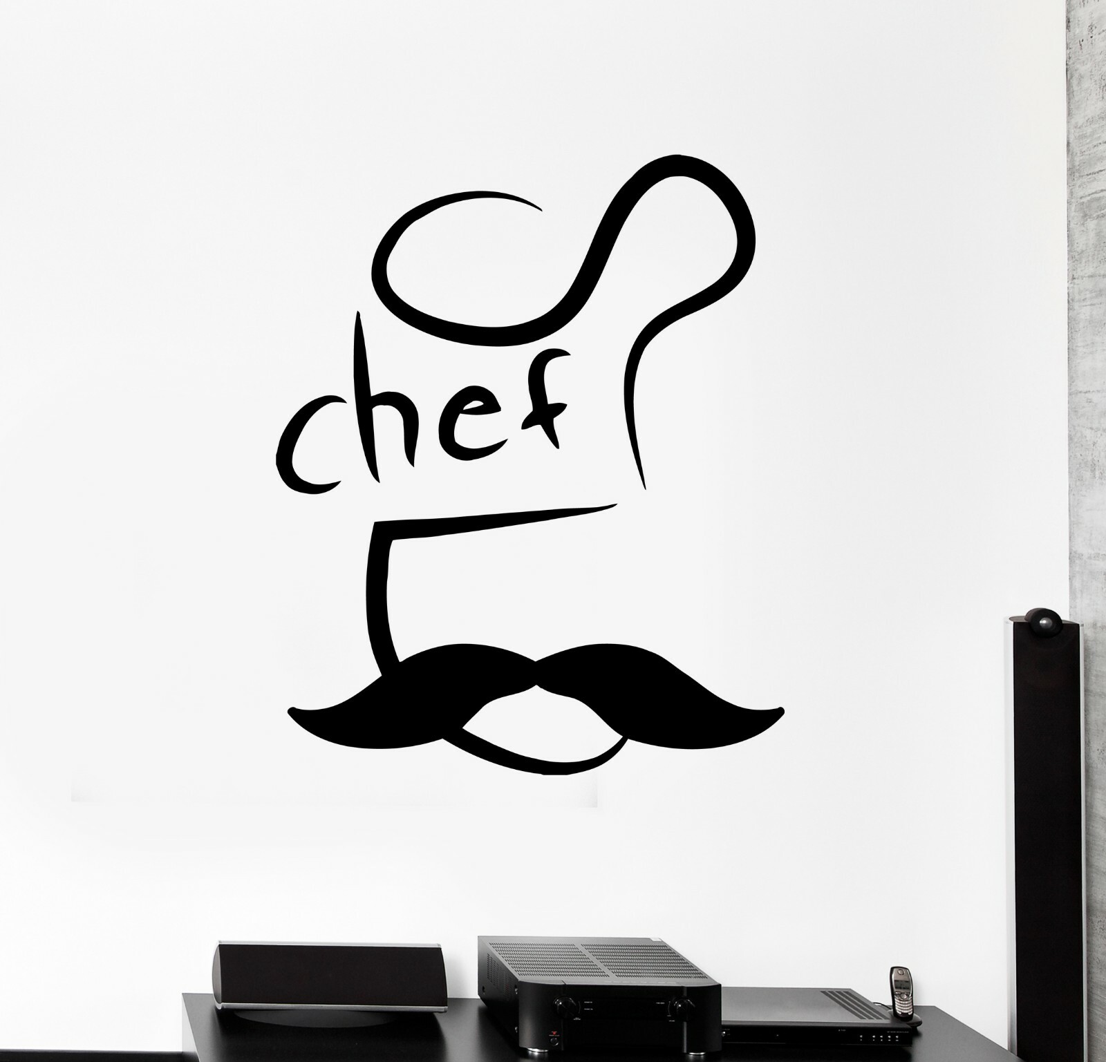 Wall Decal Chef Kitchen Restaurant Cafe Mustache Word Vinyl Sticker (ed1712)