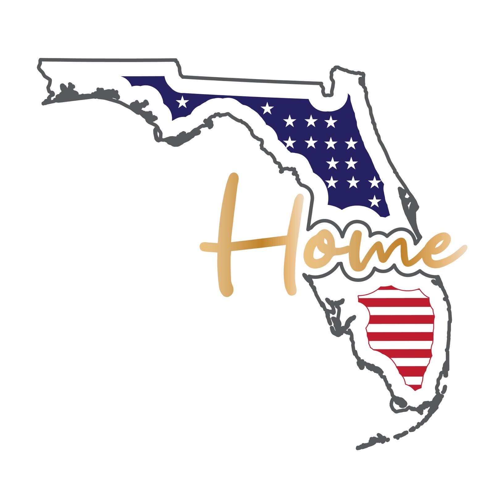 Florida Sticker Home America Flag Red White Blue United States (4 Inch)
