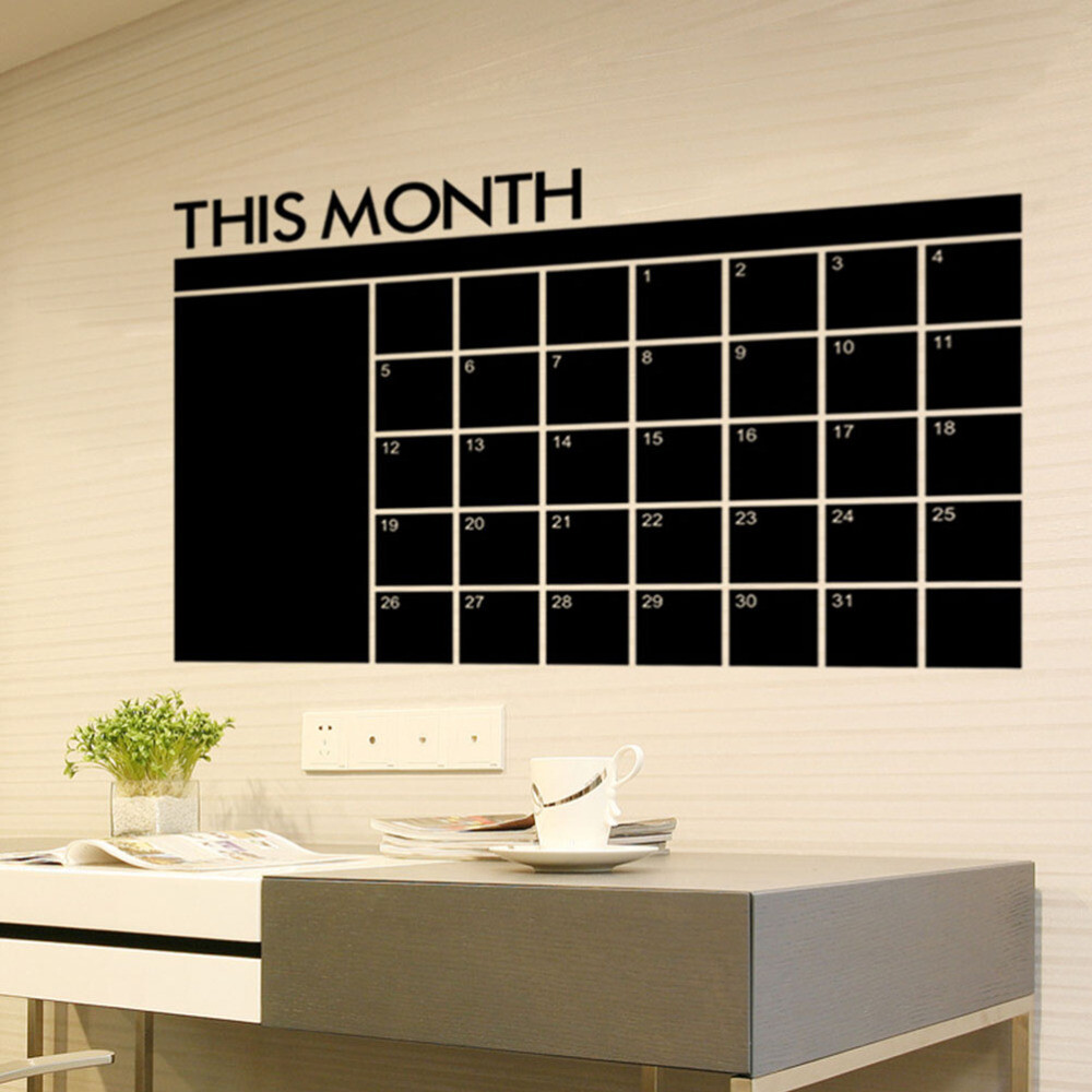 Calendar Blackboard Stickers Office Reusable Wall Planner Erasable Desk