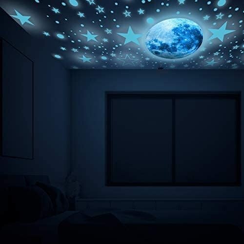 Sky Blue 1008Pcs Glow-in-the-Dark Stars & Moon Wall Stickers – Safe for Kids